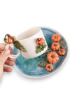 Balkabağı Motifli  296 mL El Yapımı Seramik Kahve Fincanı No:1