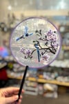 Nakışlı Japon Yelpazesi Lila Kuş