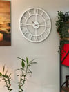 Metal Romen Rakamlı Duvar Saati  Beyaz Renk(50x50 Cm)