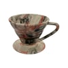 V60 dripper Seramik Kahve Demleme (KIRMIZI-KAHVE-SİYAH) Ebru Desen