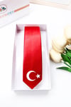 SATEN KUMAŞ ÜSTÜNE TÜRK BAYRAK BASKILI ÇOCUK KRAVAT-ÖZEL KUTULU