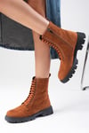 Alvina Taba Renk Süet Postal Bot-Thick Heels-Mio Gusto-01500TAS