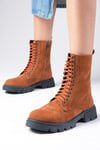 Alvina Taba Renk Süet Postal Bot-Thick Heels-Mio Gusto-01500TAS