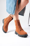 Alvina Taba Renk Süet Postal Bot-Thick Heels-Mio Gusto-01500TAS