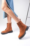 Alvina Taba Renk Süet Postal Bot-Thick Heels-Mio Gusto-01500TAS