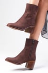 Amory Kahverengi Kalın Topuklu Bot-Thick Heels-Mio Gusto-01574BRS