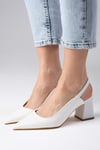 Anette Beyaz Renk Arkası Açık Topuklu Ayakkabı-High Heels-Mio Gusto-01536WHC