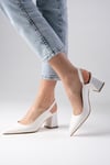 Anette Beyaz Renk Arkası Açık Topuklu Ayakkabı-High Heels-Mio Gusto-01536WHC