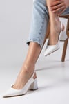 Anette Beyaz Renk Arkası Açık Topuklu Ayakkabı-High Heels-Mio Gusto-01536WHC