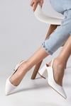 Anette Beyaz Renk Arkası Açık Topuklu Ayakkabı-High Heels-Mio Gusto-01536WHC
