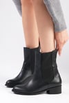 Anisa Siyah Renk Oxford Tabanlı Lastikli Bot-Thick Heels-Mio Gusto-02278BLC