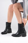 Anisa Siyah Renk Oxford Tabanlı Lastikli Bot-Thick Heels-Mio Gusto-02278BLC