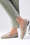 Aria Hakiki Deri Vizon Renk Loafer-DÜZ AYAKKABI-Mio Gusto-01561MIC