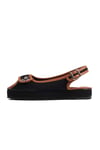 Arwen Siyah Keten Kumaş Dolgu Tabanlı Sandalet-SANDALET-Mio Gusto-05640BLK