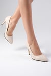 Basic Bej Renk Stiletto-Yüksek Topuklu-Mio Gusto-09033BEC