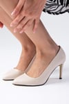 Basic Bej Renk Stiletto-Yüksek Topuklu-Mio Gusto-09033BEC