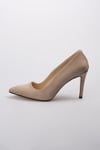 Basic Bej Süet Stiletto-Yüksek Topuklu-Mio Gusto-09033BES
