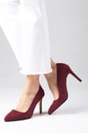 Basic Bordo Renk Süet Stiletto-Yüksek Topuklu-Mio Gusto-09033WRS