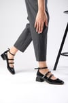 Baylee Siyah Renk Rugan Kısa Topuklu Ayakkabı-Low Heels-Mio Gusto-01482BLR