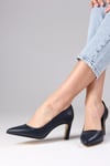 Beliz Hakiki Deri Lacivert Renk Stiletto-Kısa Topuklu-Mio Gusto-01305DBC