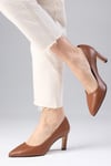 Beliz Hakiki Deri Taba Stiletto-Kısa Topuklu-Mio Gusto-01305TAC
