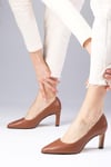 Beliz Hakiki Deri Taba Stiletto-Kısa Topuklu-Mio Gusto-01305TAC