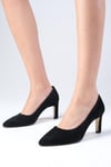 Beliz Hakiki Süet Siyah Stiletto-Kısa Topuklu-Mio Gusto-01305BLS