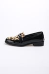 Bernice Leopar Desenli Rugan Oxford Ayakkabı-DÜZ AYAKKABI-Mio Gusto-02108LEO