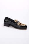 Bernice Leopar Desenli Rugan Oxford Ayakkabı-DÜZ AYAKKABI-Mio Gusto-02108LEO