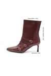 Bordo Renk 3 Tokalı Sivri Burun Bot 
