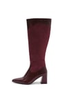 Bordo Süet Garnili Topuklu Çizme 6,5 cm | Mio Gusto