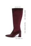 Bordo Süet Garnili Topuklu Çizme 6,5 cm | Mio Gusto