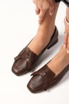 Brenda Kahverengi Kısa Topuklu Ayakkabı-Low Heels-Mio Gusto-01518BRC