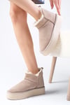 Bronte Hakiki Süet Bej Renk Ugg Bot-Topuksuz-Mio Gusto-05852BES
