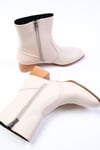 Callie Bej Renk Küt Burunlu Bot-Thick Heels-Mio Gusto-01491BEC