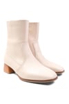 Callie Bej Renk Küt Burunlu Bot-Thick Heels-Mio Gusto-01491BEC