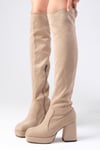 Caprice Bej Renk Platformlu Streç Çizme-Boots-Mio Gusto-02276BES