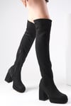 Caprice Siyah Renk Platformlu Streç Çizme-Boots-Mio Gusto-02276BLS