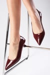 Carmen Bordo Renk Kısa Topuklu Ayakkabı-Low Heels-Mio Gusto-02287WRR