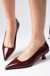 Carmen Bordo Renk Kısa Topuklu Ayakkabı-Low Heels-Mio Gusto-02287WRR