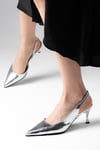 Clarice Gümüş Renk Topuklu Ayakkabı-High Heels-Mio Gusto-01435SIK