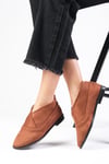 Clarisse Kahverengi Streç Süet Loafer-DÜZ AYAKKABI-Mio Gusto-02327BRS
