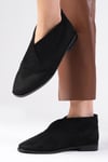 Clarisse Siyah Renk Streç Süet Loafer-DÜZ AYAKKABI-Mio Gusto-02327BLS