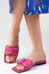 Cristina Genuine Leather Pink Slides-Slippers-Mio Gusto-09052FUC
