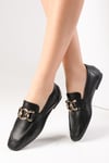 Dakota Hakiki Deri Siyah Renk Loafer-DÜZ AYAKKABI-Mio Gusto-01529BLC