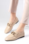 Dakota Hakiki Deri Ten Rengi Loafer-DÜZ AYAKKABI-Mio Gusto-01529NUC