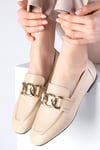 Dakota Hakiki Deri Ten Rengi Loafer-DÜZ AYAKKABI-Mio Gusto-01529NUC