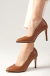 Elora Hakiki Deri Taba Renk Stiletto-Yüksek Topuklu-Mio Gusto-02157TAC