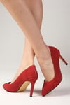 Elora Hakiki Süet Kırmızı Stiletto-Yüksek Topuklu-Mio Gusto-02157RES