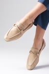 Fiona Hakiki Deri Ten Rengi Loafer-DÜZ AYAKKABI-Mio Gusto-01531NUC